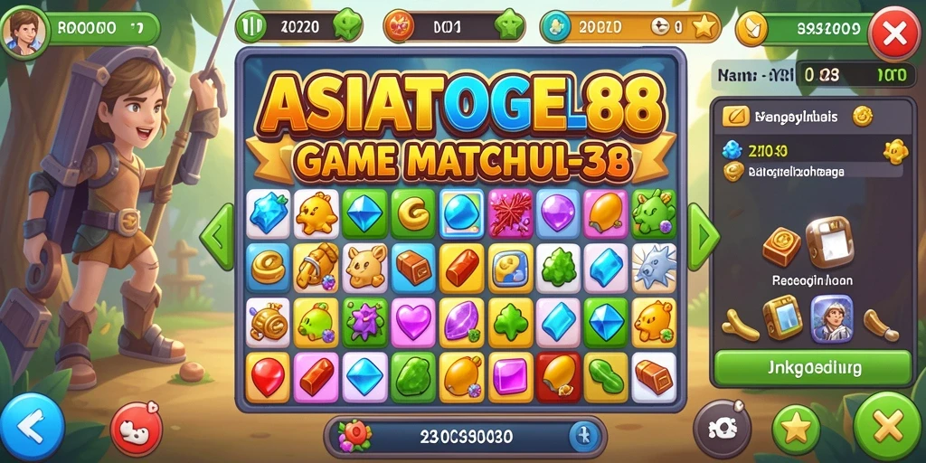 Tampilan gameplay Match-3 yang seru dan penuh warna.