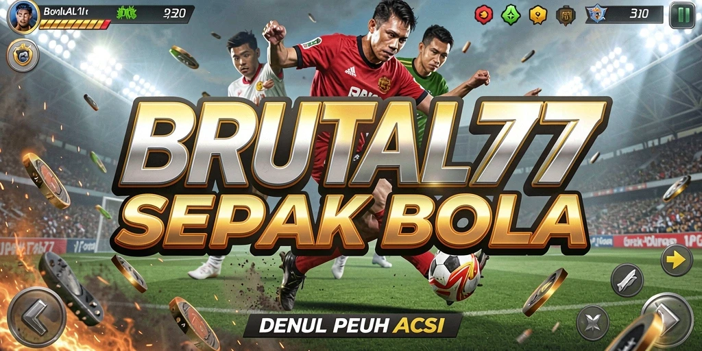 Tampilan gameplay BRUTAL77 dalam aksi sepak bola yang seru.