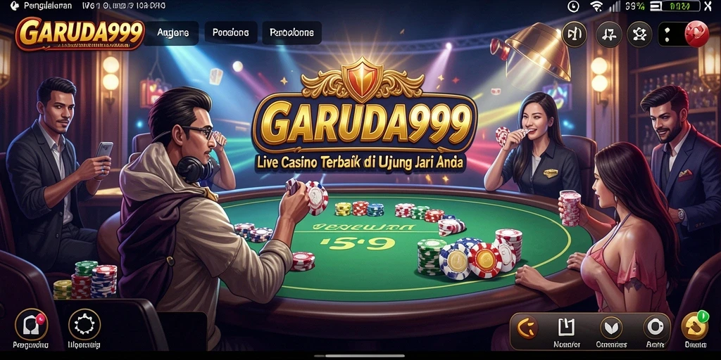 Screenshot GARUDA999 menunjukkan dealer profesional dan permainan kasino langsung yang menarik.