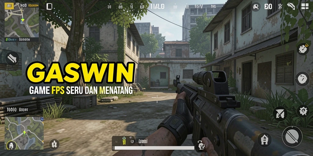 Tampilan gameplay GASWIN dengan pertempuran yang intens dan karakter unik.