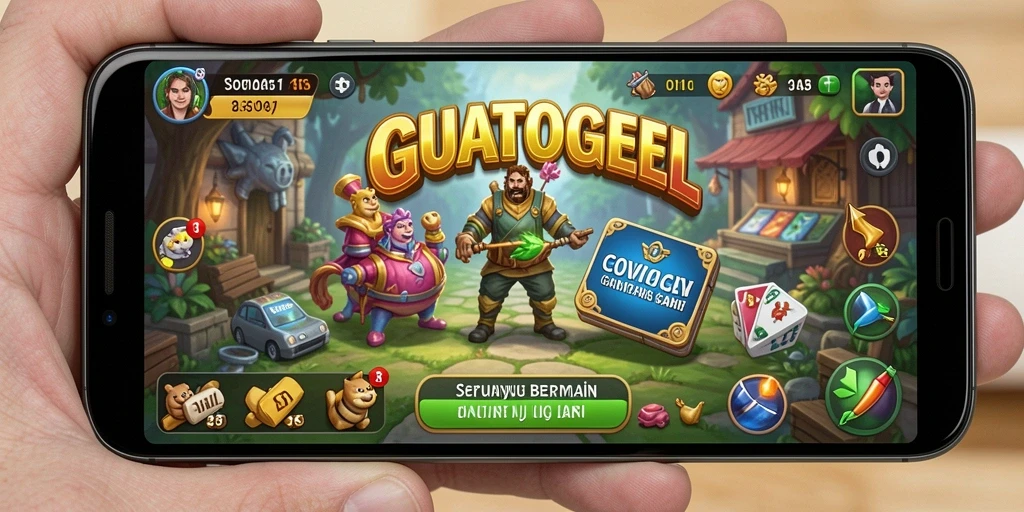 Tampilan gameplay GUATOGEL yang ceria dan menghibur.
