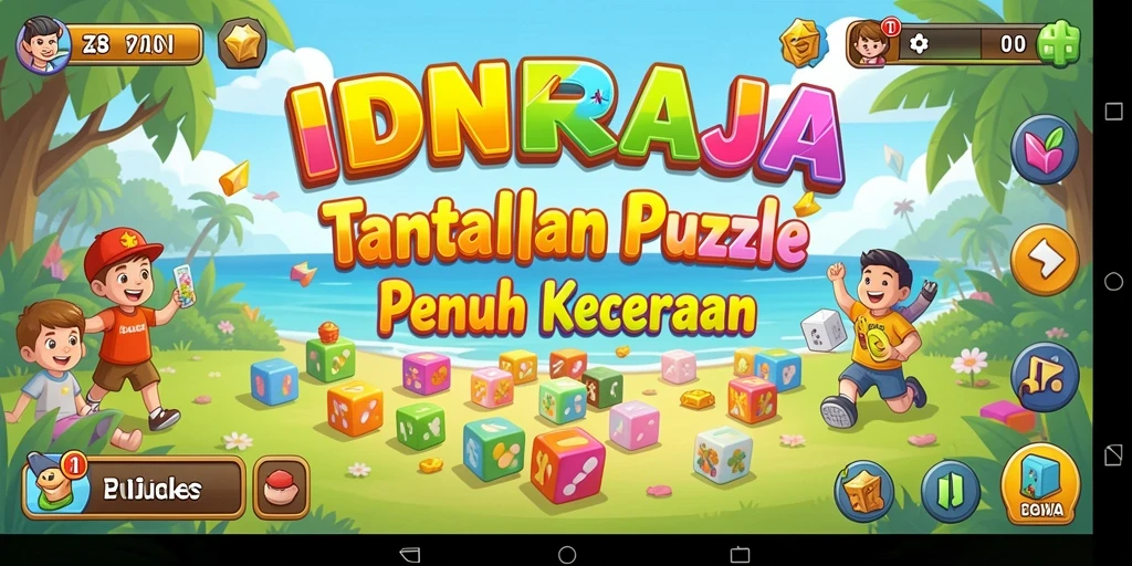 Gameplay seru dalam game Puzzle IDNRAJA menantang logika dan kreativitas.