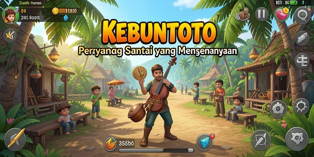 Tampilan gameplay KEBUNTOTO yang ceria dan penuh warna.