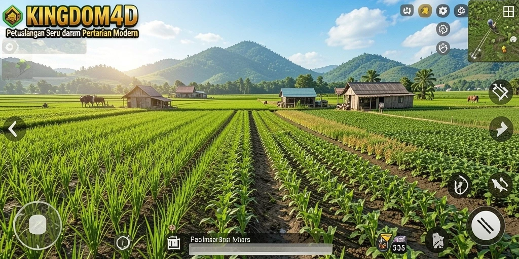 Tampilan gameplay yang menarik dari KINGDOM4D saat mengelola pertanian.