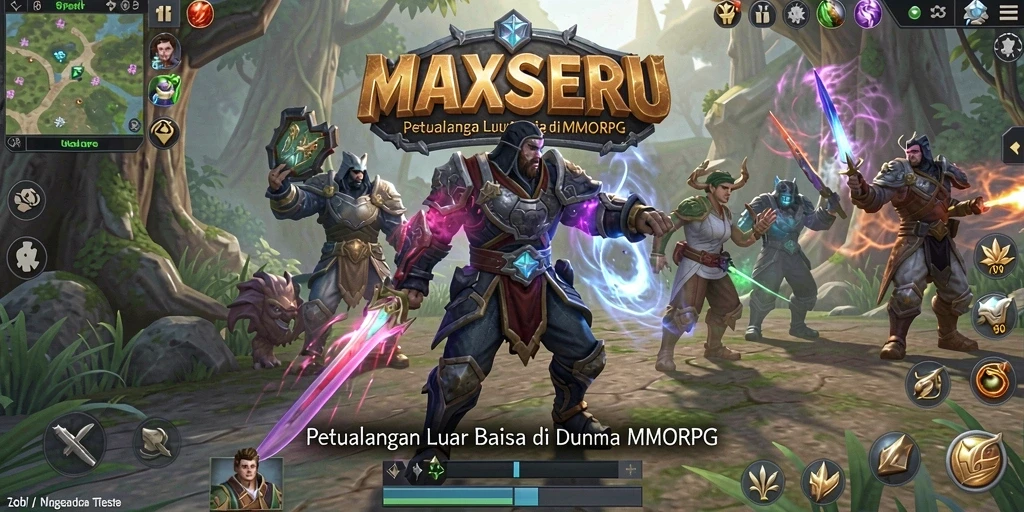 Tampilan gameplay seru MAXSERU dengan pertempuran epik.