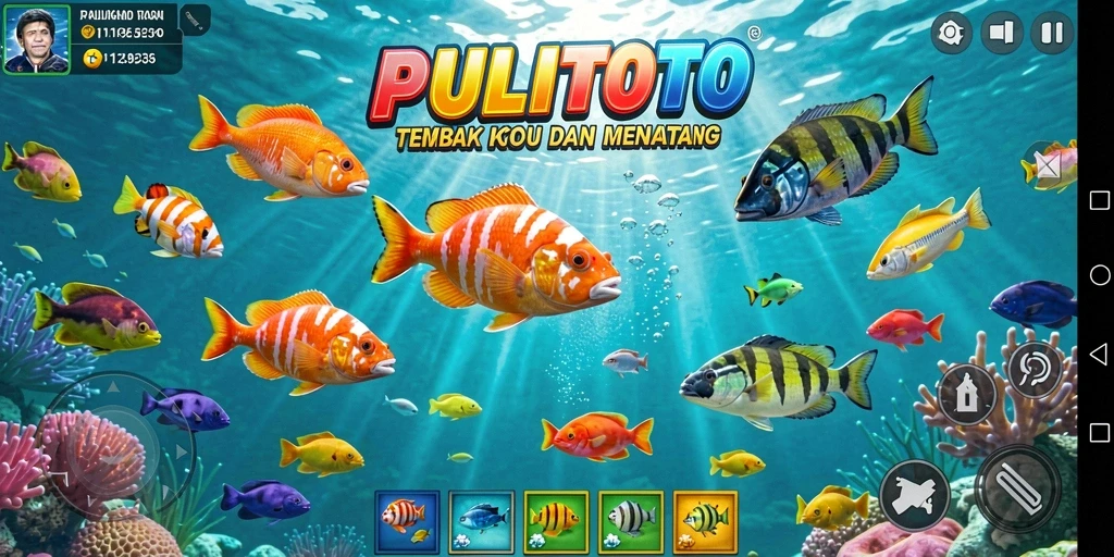 Tangkapan layar PULITOTO menampilkan aksi seru menembak ikan.