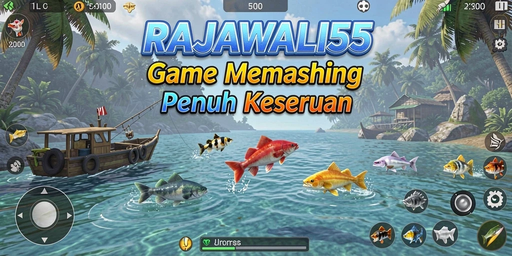 Tangkapan ikan besar dalam gameplay RAJAWALI55 saat memancing di laut.