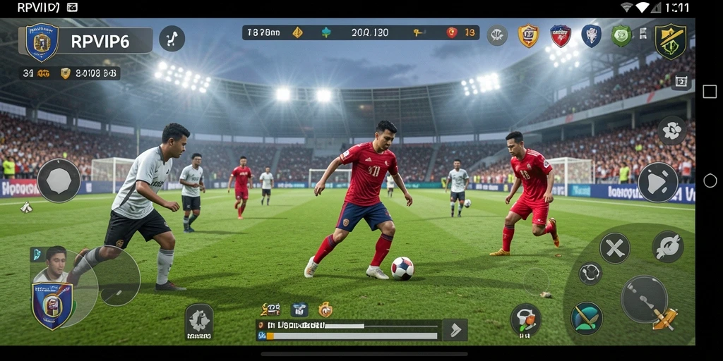 Tangkapan layar menunjukkan pertandingan sepak bola yang seru dan intens.