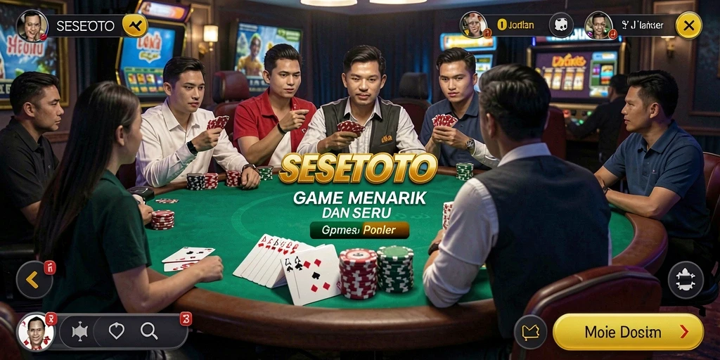 Tampilan menarik dari gameplay Poker yang seru di SESETOTO.
