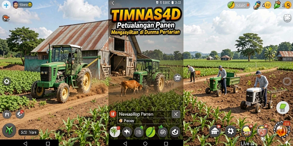 Tangkapan layar utama TIMNAS4D menunjukkan pengalaman bertani yang seru dan penuh warna.