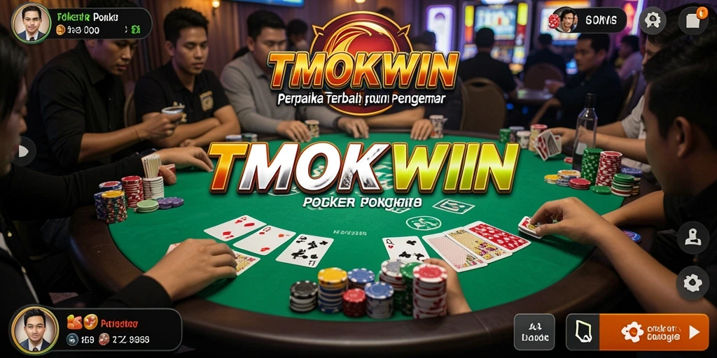 Screenshot gameplay TMOKWIN menampilkan aksi intens permainan Poker yang seru.