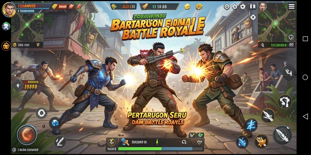 Gameplay seru dan menegangkan dalam TOBAWIN88 Battle Royale.