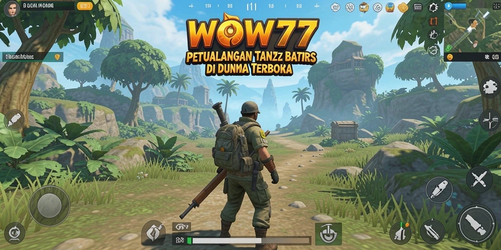 Screenshot dari gameplay WOW77 yang menunjukkan petualangan di dunia terbuka.